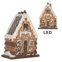 Clayre & Eef Gingerbread house with LED 15x8x20 cm Brown Plastic