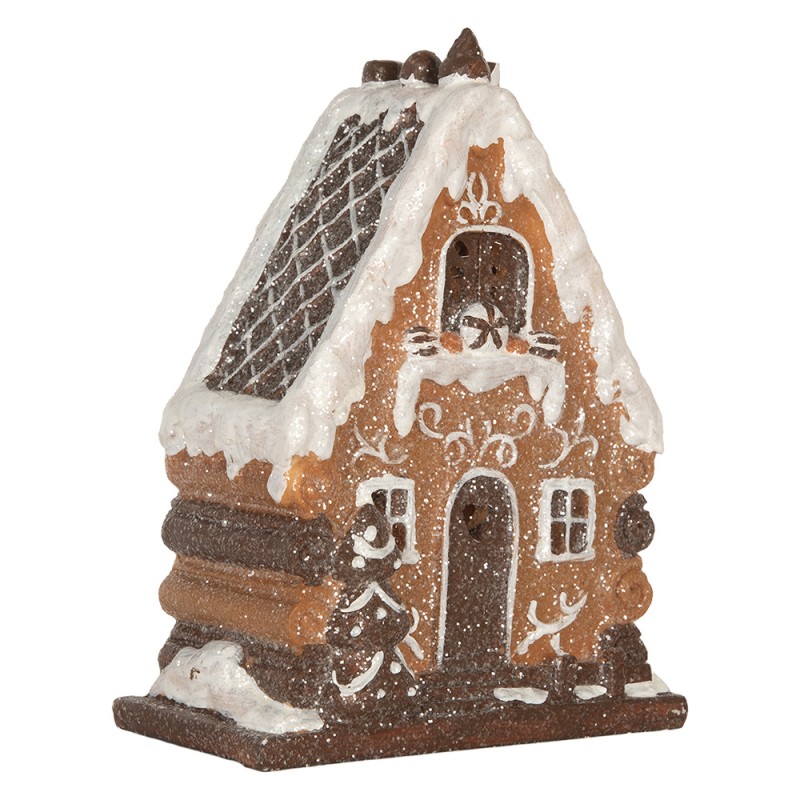 Clayre & Eef Gingerbread house with LED 15x8x20 cm Brown Plastic
