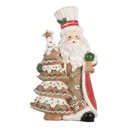 Clayre & Eef Statuetta decorativa di Natale Babbo Natale 15x11x25 cm Marrone Plastica
