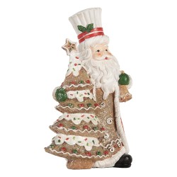 Clayre & Eef Statuetta decorativa di Natale Babbo Natale 15x11x25 cm Marrone Plastica