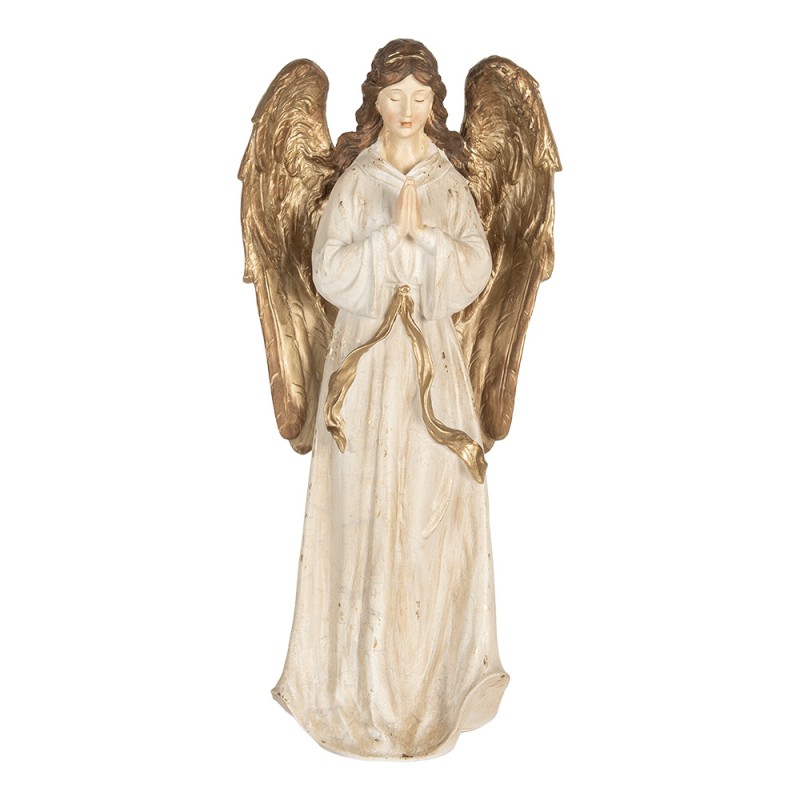 Clayre & Eef Christmas Decoration Angel 23x12x47 cm Beige Plastic