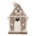 Clayre & Eef Gingerbread house met LED 14x9x21 cm Bruin Kunststof