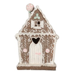 Clayre & Eef Gingerbread house met LED 14x9x21 cm Bruin Kunststof