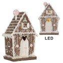 Clayre & Eef Gingerbread house met LED 14x9x21 cm Bruin Kunststof