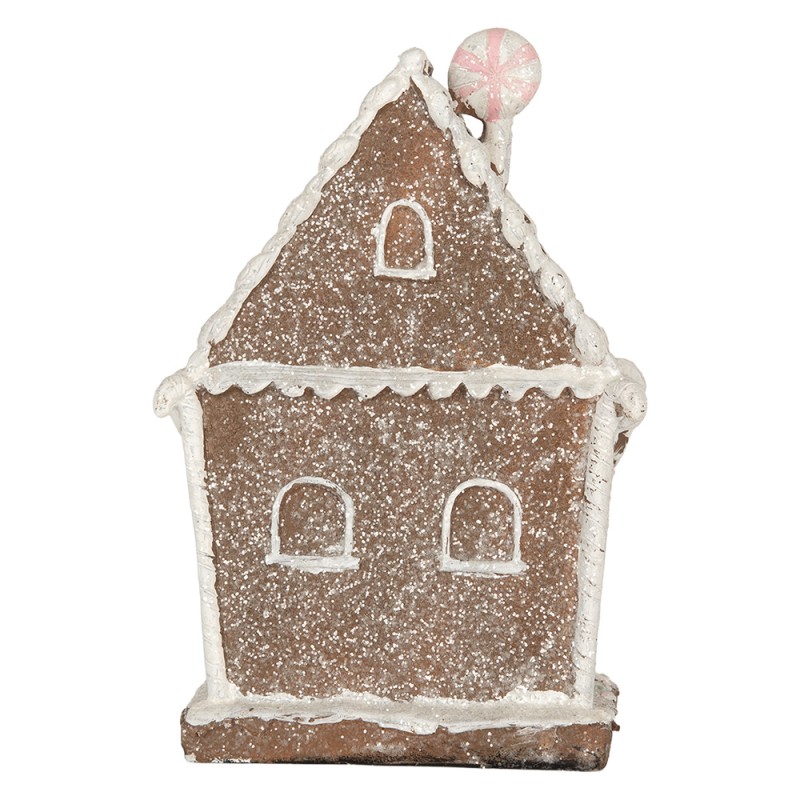 Clayre & Eef Gingerbread house met LED 14x9x21 cm Bruin Kunststof