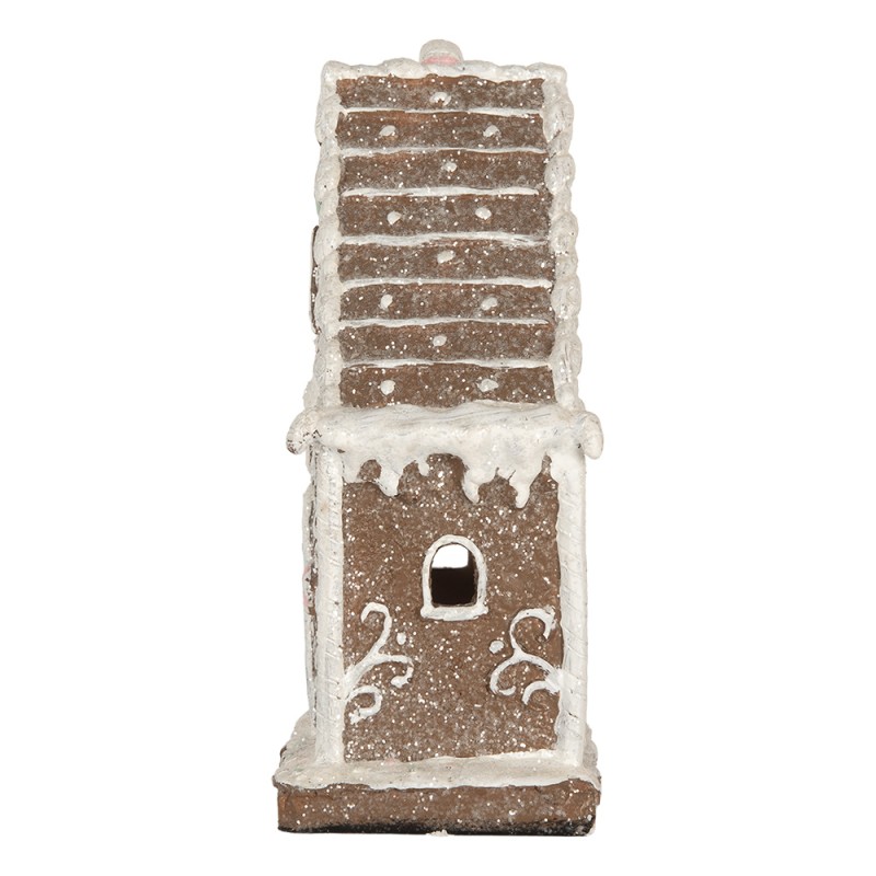 Clayre & Eef Gingerbread house met LED 14x9x21 cm Bruin Kunststof