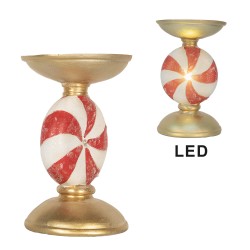 Clayre & Eef Christmas Decoration with LED Lighting Ø 10x16 cm Gold colored Plastic Christmas