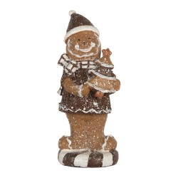 Clayre & Eef Statuetta decorativa di Natale Uomo di pan di zenzero 8x8x20 cm