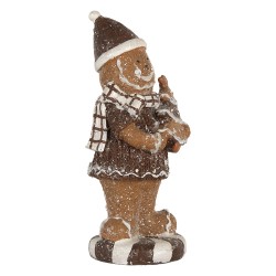 Clayre & Eef Statuetta decorativa di Natale Uomo di pan di zenzero 8x8x20 cm