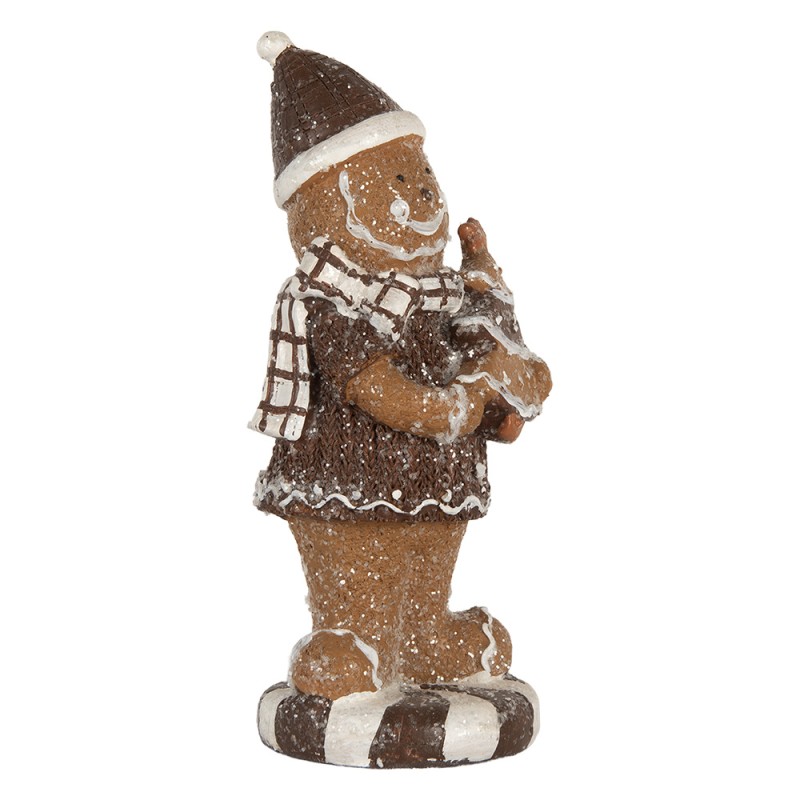 Clayre & Eef Statuetta decorativa di Natale Uomo di pan di zenzero 8x8x20 cm