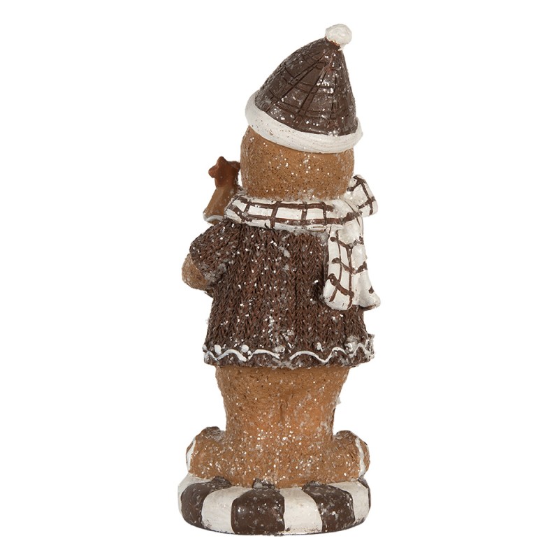Clayre & Eef Statuetta decorativa di Natale Uomo di pan di zenzero 8x8x20 cm