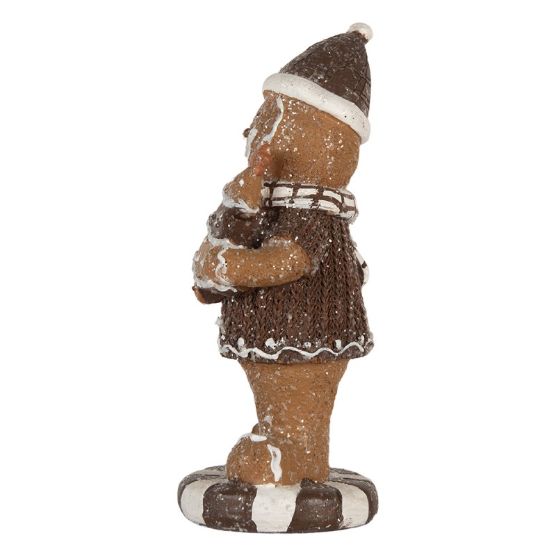 Clayre & Eef Statuetta decorativa di Natale Uomo di pan di zenzero 8x8x20 cm