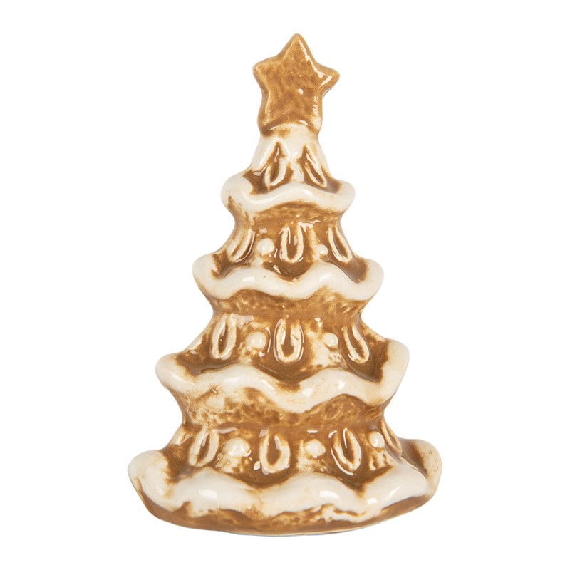 Clayre & Eef Decorazione di Natalizie Albero di Natale 6x5x9 cm Marrone Ceramica