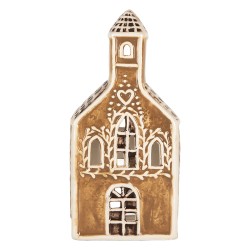 Clayre & Eef Porte-bougie Maison 8x7x17 cm Marron Céramique