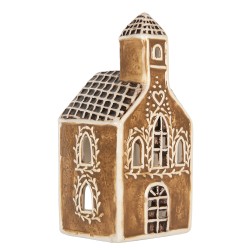 Clayre & Eef Porte-bougie Maison 8x7x17 cm Marron Céramique