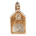 Clayre & Eef Portacandela Casa 8x7x17 cm Marrone Ceramica