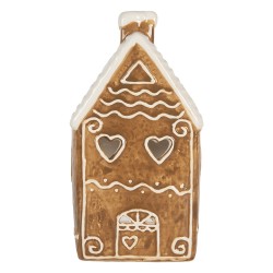 Clayre & Eef Waxinelichthouder Huis 11x9x21 cm Bruin Keramiek