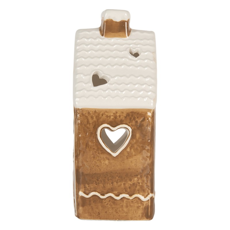 Clayre & Eef Waxinelichthouder Huis 11x9x21 cm Bruin Keramiek