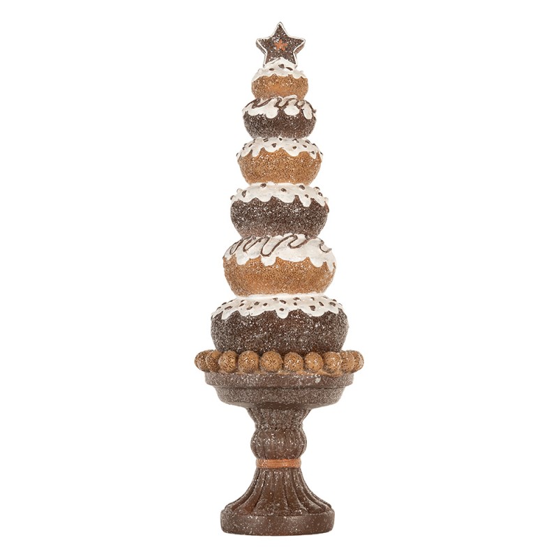 Clayre & Eef Statuetta decorativa di Natale Albero di Natale Ø 11x33 cm Marrone Plastica
