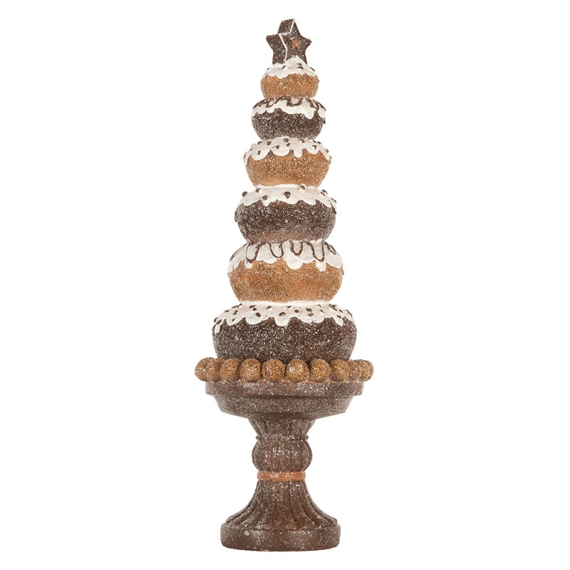 Clayre & Eef Statuetta decorativa di Natale Albero di Natale Ø 11x33 cm Marrone Plastica