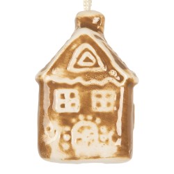 Clayre & Eef Christmas Ornament House 4x4x7 cm Brown Ceramic