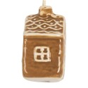 Clayre & Eef Christmas Ornament House 4x4x7 cm Brown Ceramic
