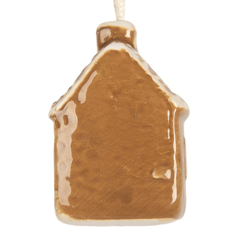 Clayre & Eef Christmas Ornament House 4x4x7 cm Brown Ceramic