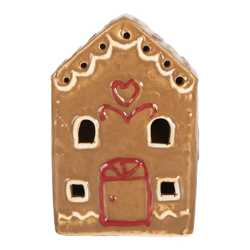 Clayre & Eef Maison en pain d'épices avec LED 7x6x9 cm Marron Céramique