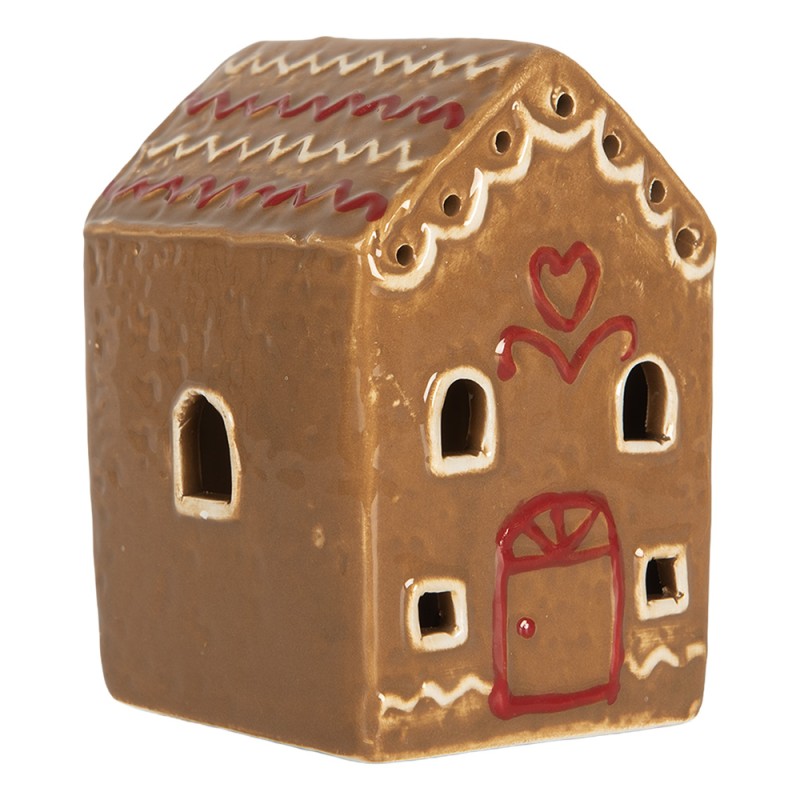 Clayre & Eef Maison en pain d'épices avec LED 7x6x9 cm Marron Céramique