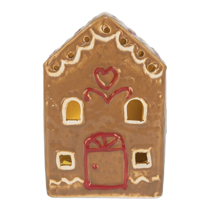 Clayre & Eef Maison en pain d'épices avec LED 7x6x9 cm Marron Céramique