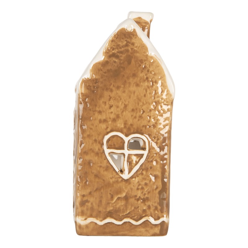 Clayre & Eef Waxinelichthouder Huis 12x7x16 cm Bruin Keramiek