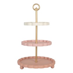 Clayre & Eef Etagere Ø 30x50 cm Rosa Metallo