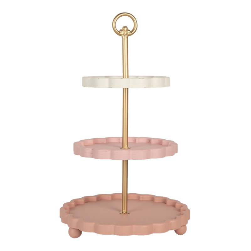 Clayre & Eef Etagere Ø 30x50 cm Rosa Metallo