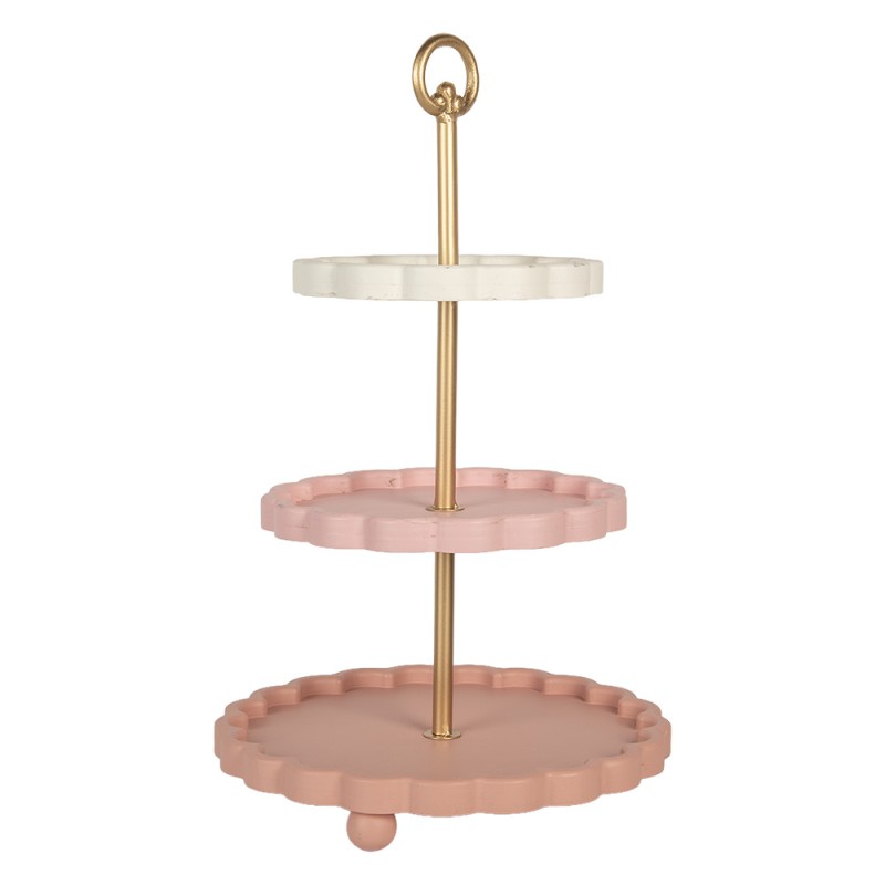 Clayre & Eef Etagere Ø 30x50 cm Rosa Metallo