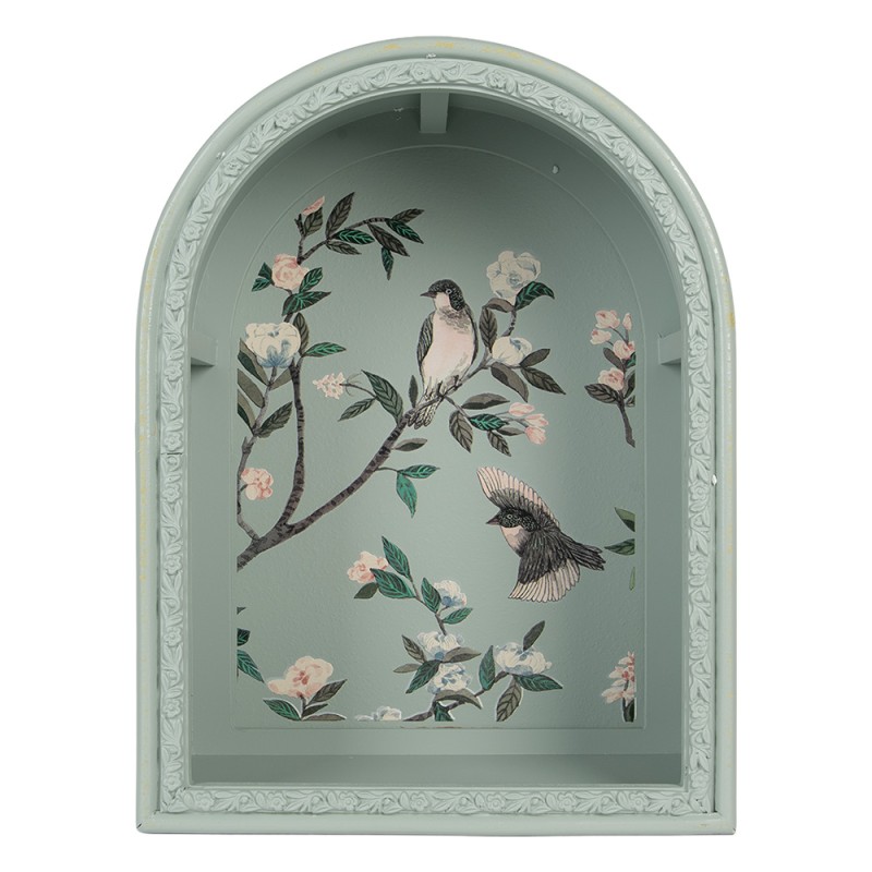 Clayre & Eef Decorazione murale set van 2 Blu Legno Fiori