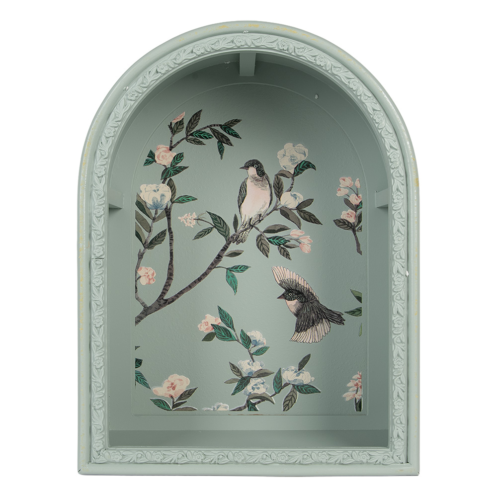 Wanddecoratie Set Van 2 Blauw Hout Bloemen-image