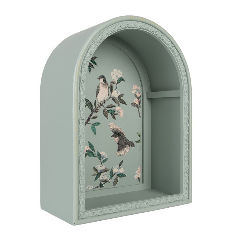 Clayre & Eef Decorazione murale set van 2 Blu Legno Fiori