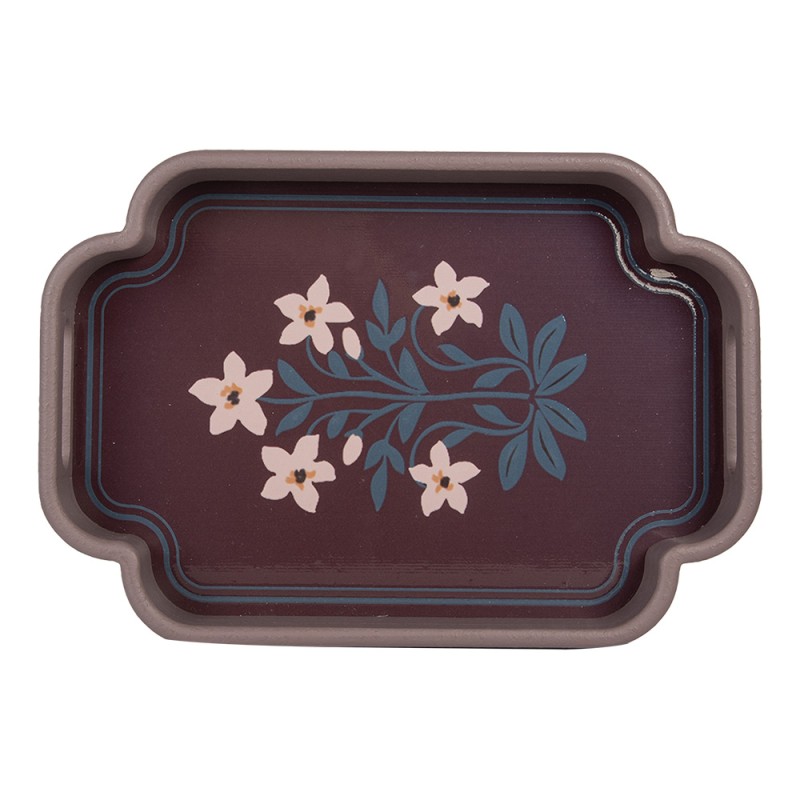 Clayre & Eef Vassoio set van 2 Grigio Legno Fiori