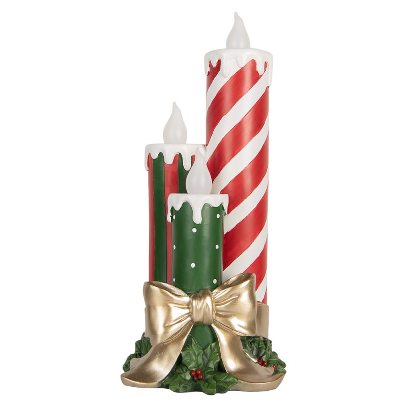 Clayre & Eef Décoration de Noël avec lumières LED et musique LED 19x16x41 cm Rouge Plastique