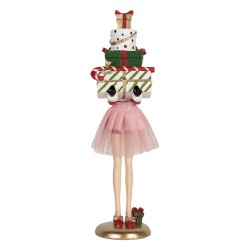 Clayre & Eef Statuetta decorativa Donna 10x10x36 cm Rosa Plastica