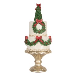 Clayre & Eef Statuetta decorativa Torta Ø 17x42 cm Bianco Plastica