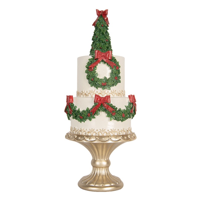 Clayre & Eef Statuetta decorativa Torta Ø 17x42 cm Bianco Plastica