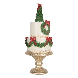 Clayre & Eef Statuetta decorativa Torta Ø 17x42 cm Bianco Plastica