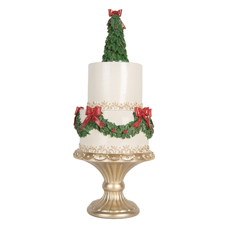 Clayre & Eef Statuetta decorativa Torta Ø 17x42 cm Bianco Plastica