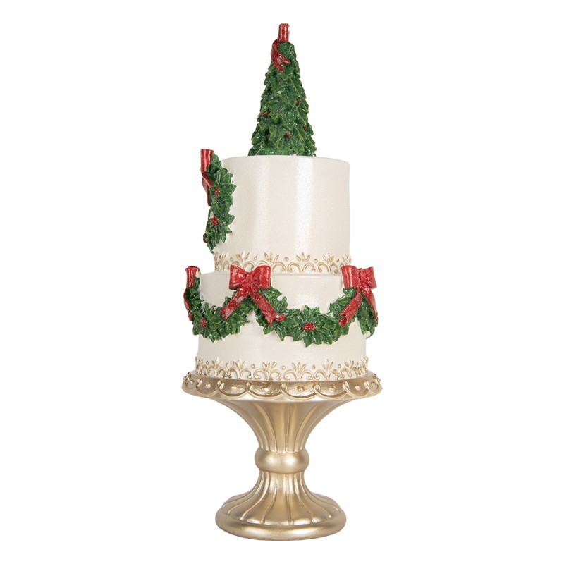 Clayre & Eef Statuetta decorativa Torta Ø 17x42 cm Bianco Plastica