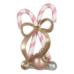 Clayre & Eef Statuetta decorativa di Natale Bastoncino di zucchero 19x14x30 cm Rosa Plastica
