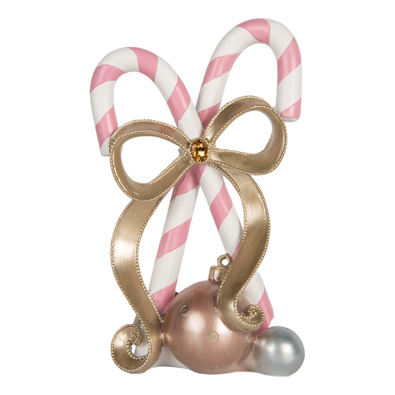 Clayre & Eef Statuetta decorativa di Natale Bastoncino di zucchero 19x14x30 cm Rosa Plastica