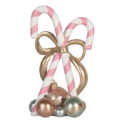 Clayre & Eef Statuetta decorativa di Natale Bastoncino di zucchero 19x14x30 cm Rosa Plastica