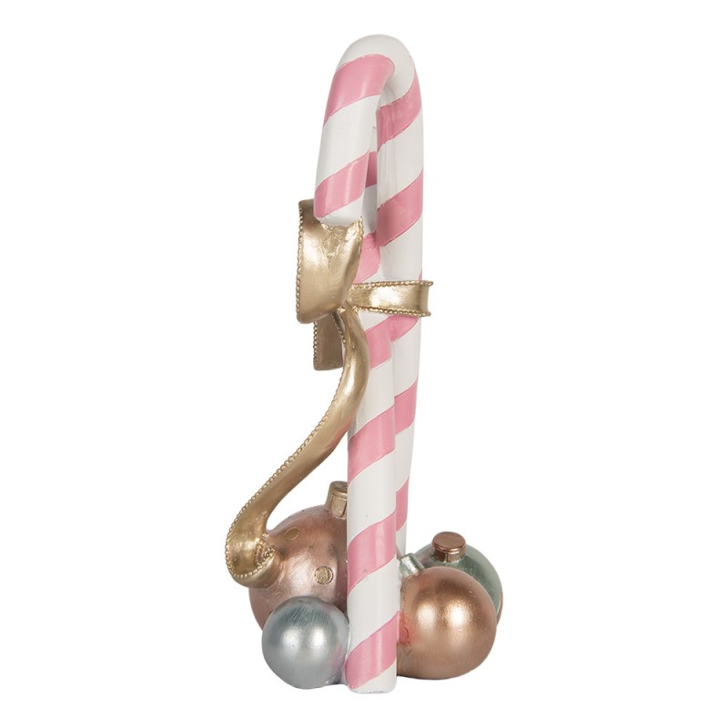 Clayre & Eef Statuetta decorativa di Natale Bastoncino di zucchero 19x14x30 cm Rosa Plastica
