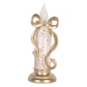 Clayre & Eef Decorazione natalizia con illuminazione a LED e musica 10x10x25 cm Color oro Plastica